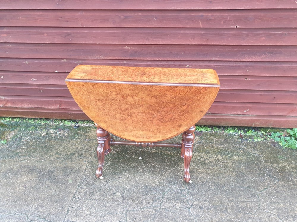 Victorian walnut Sutherland table with drawers.  View V