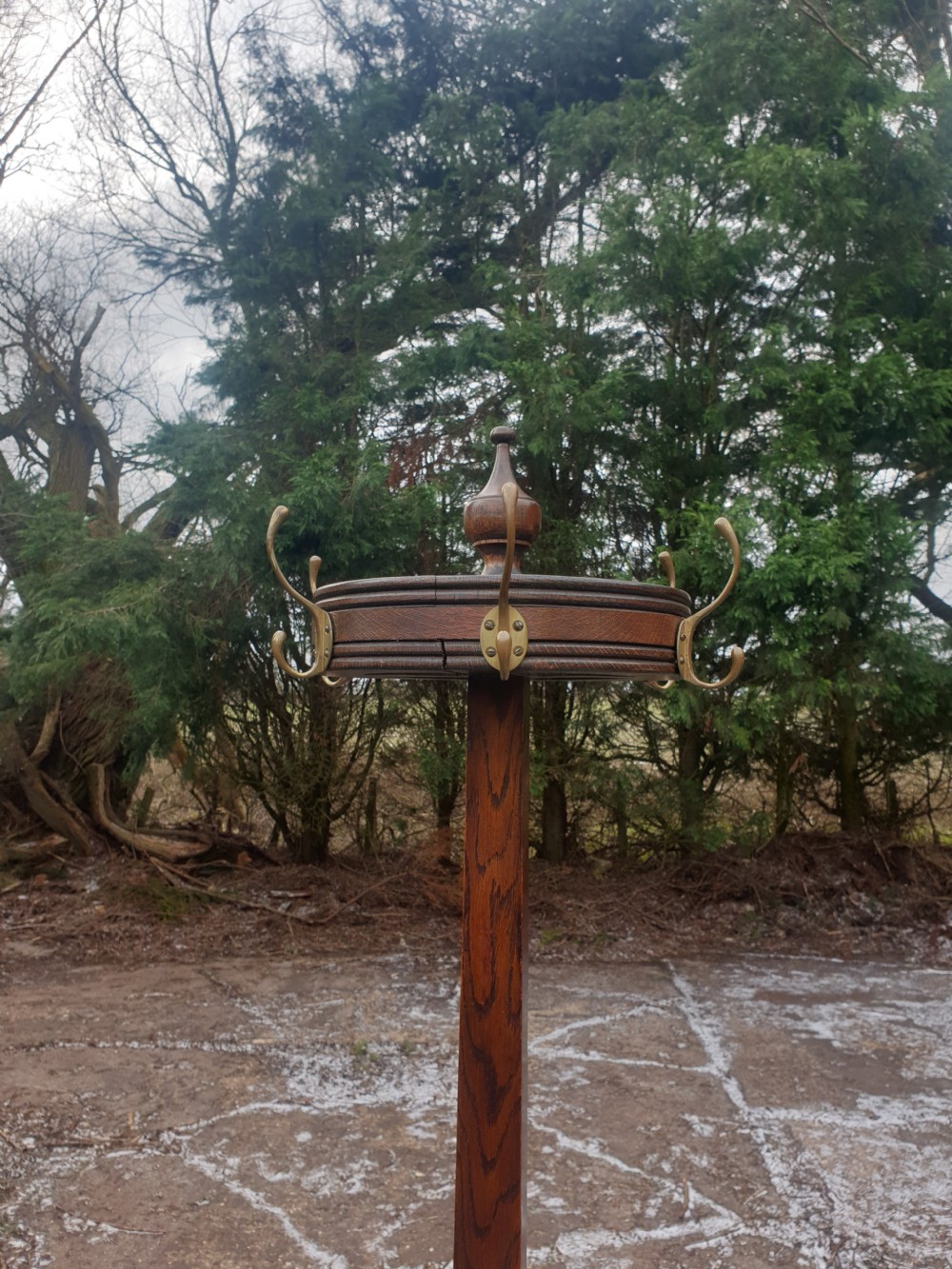 1920s oak coat and umbrella hall stand  View IV