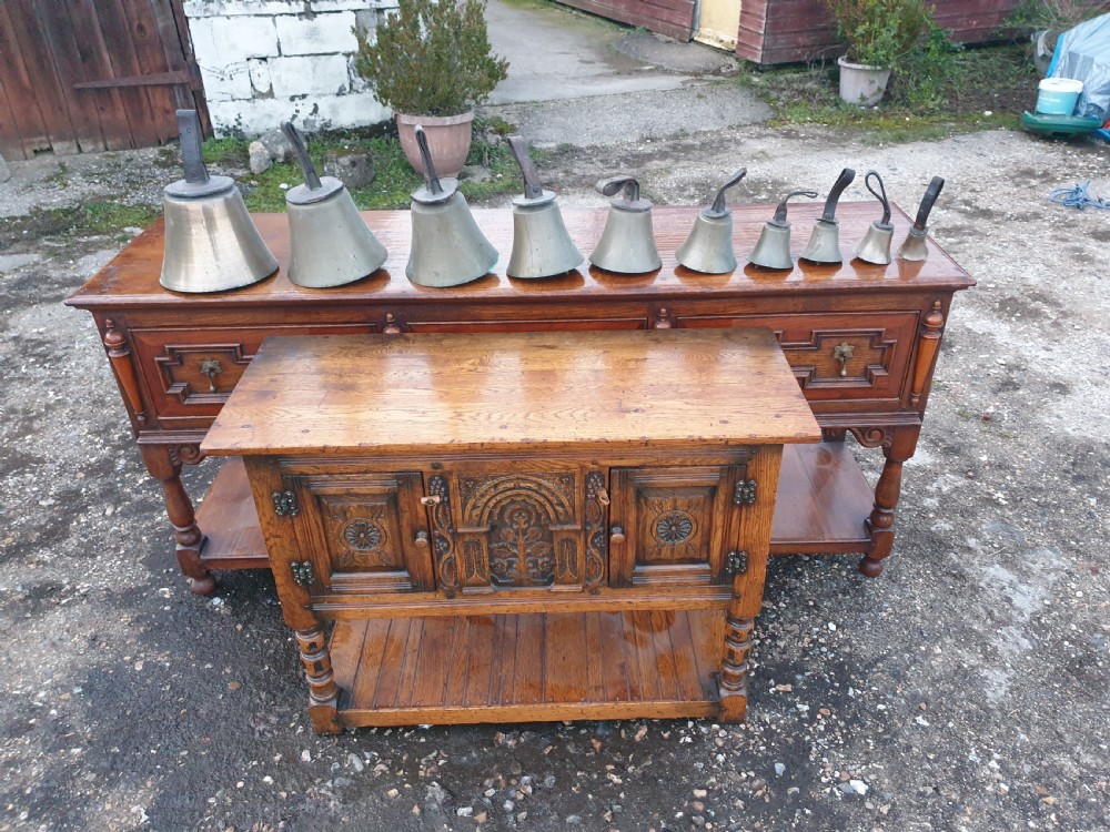 Set of Victorian hand bells with inscription.  View II