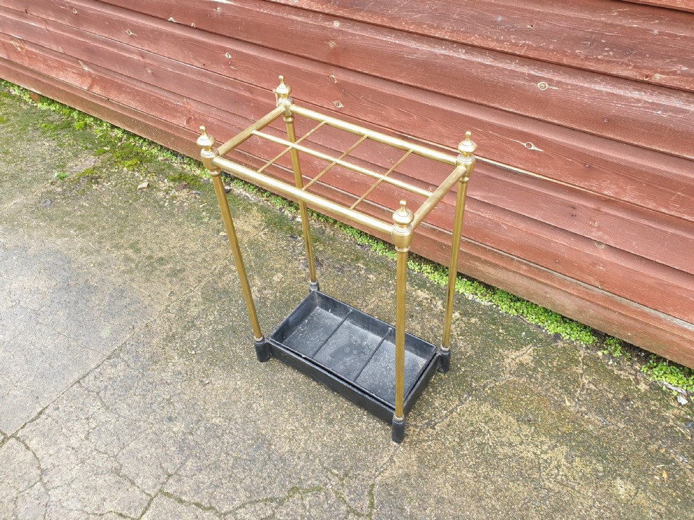 Victorian brass and iron umbrella stand with Patent mark. View III