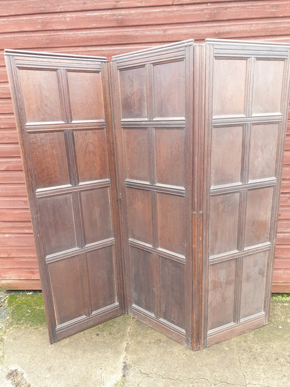 19th century linen fold folding screen  View II