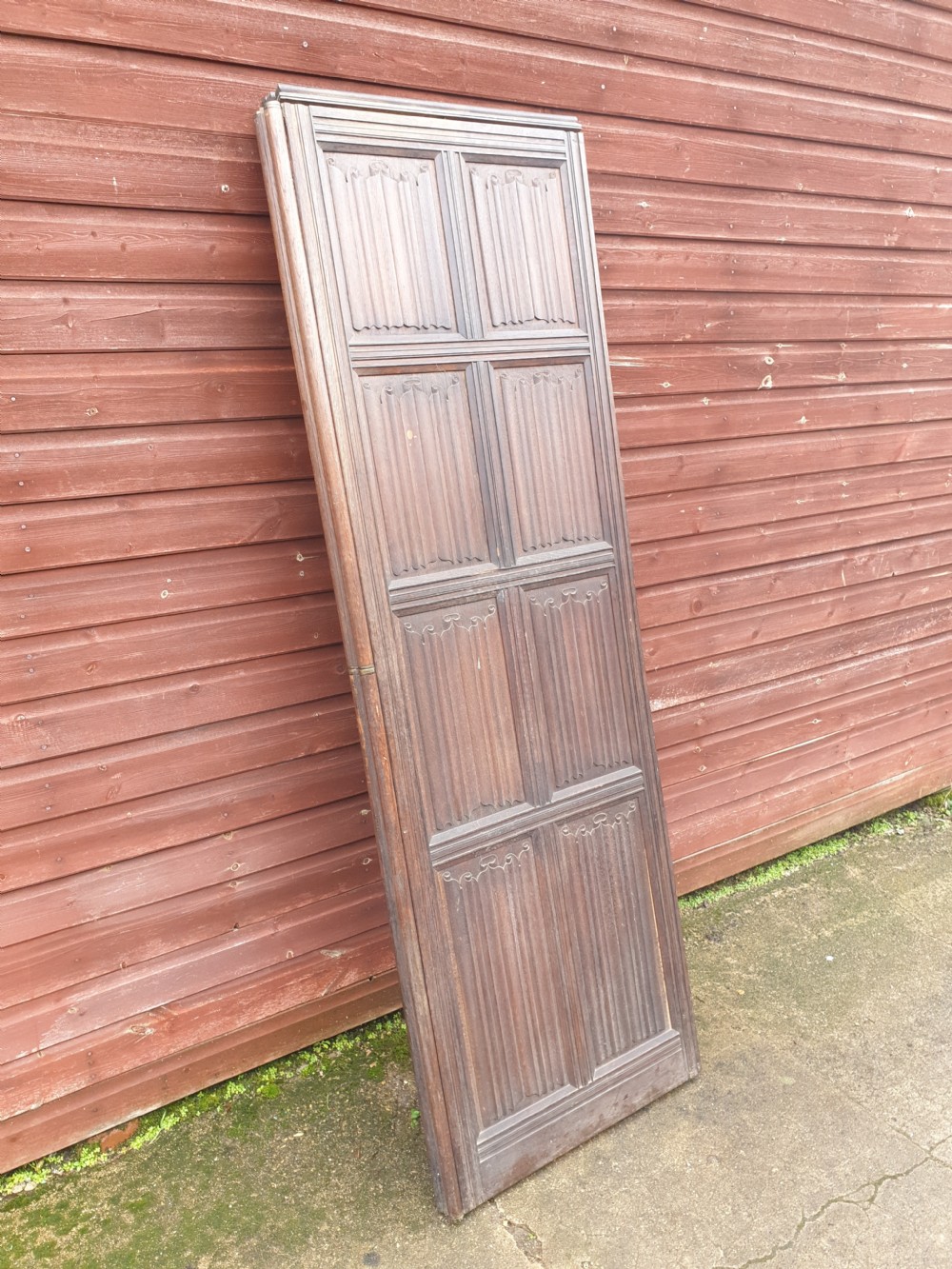 19th century linen fold folding screen  View VI