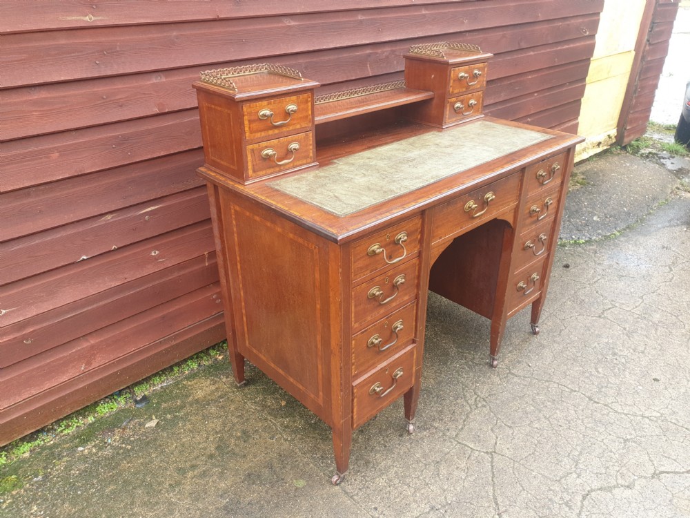 Neat Edwardian inlaid mahogany Ladys writing desk View III