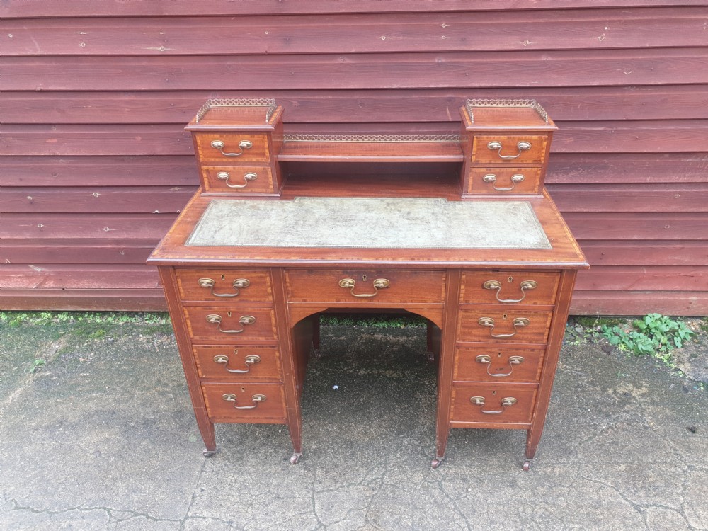 Neat Edwardian inlaid mahogany Ladys writing desk View IV