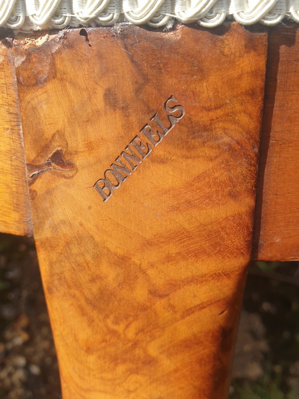 19th century bedroom chair with makers stamp  View III