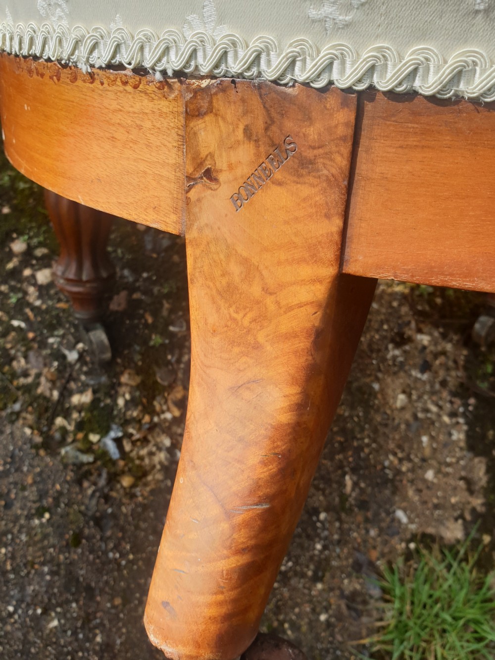 19th century bedroom chair with makers stamp  View IV