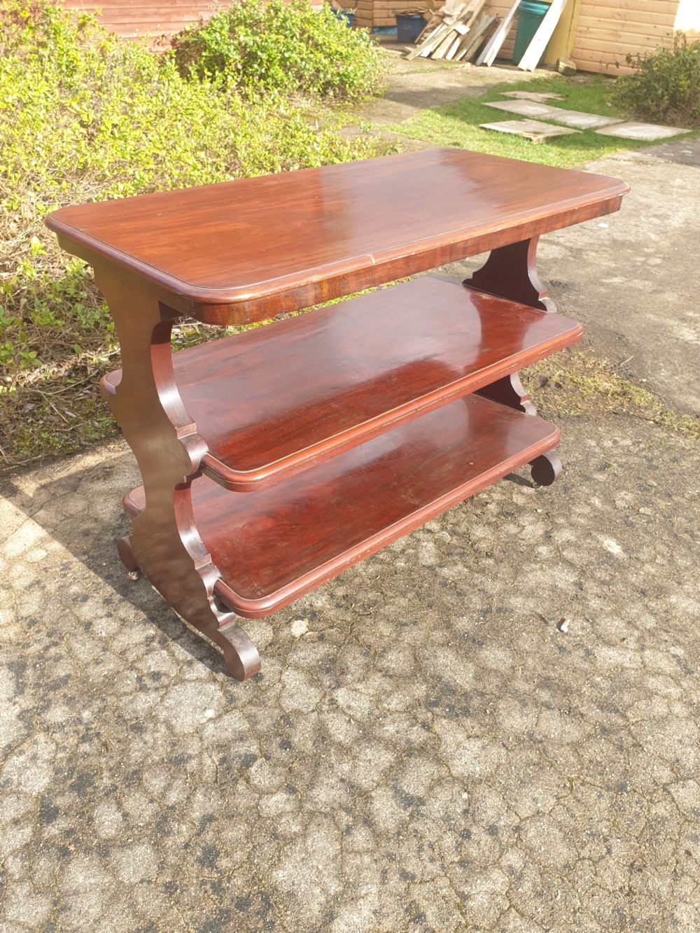 Useful Victorian mahogany 3 tier Etagere.  View IV
