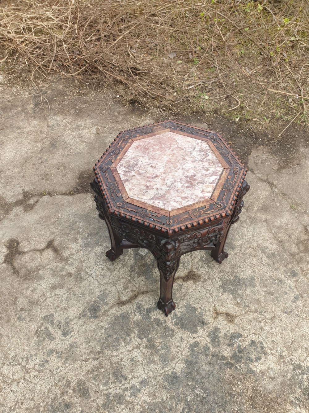 Late 19th carved Chinese hardwood stand. 