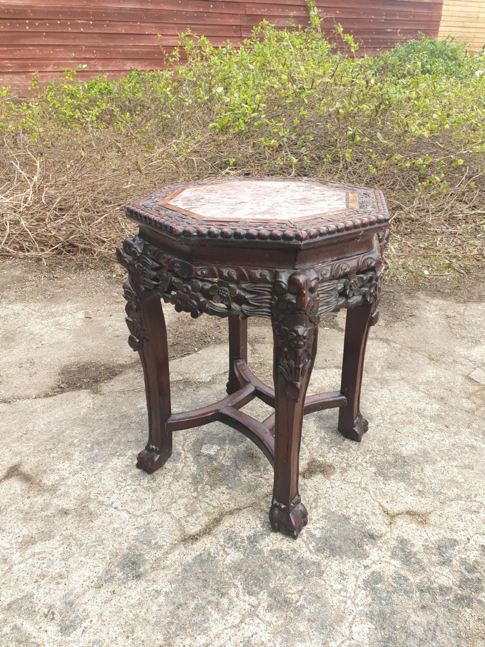 Late 19th carved Chinese hardwood stand.  View II
