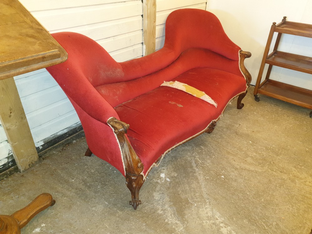 Victorian rosewood framed double ended chaise.  View V
