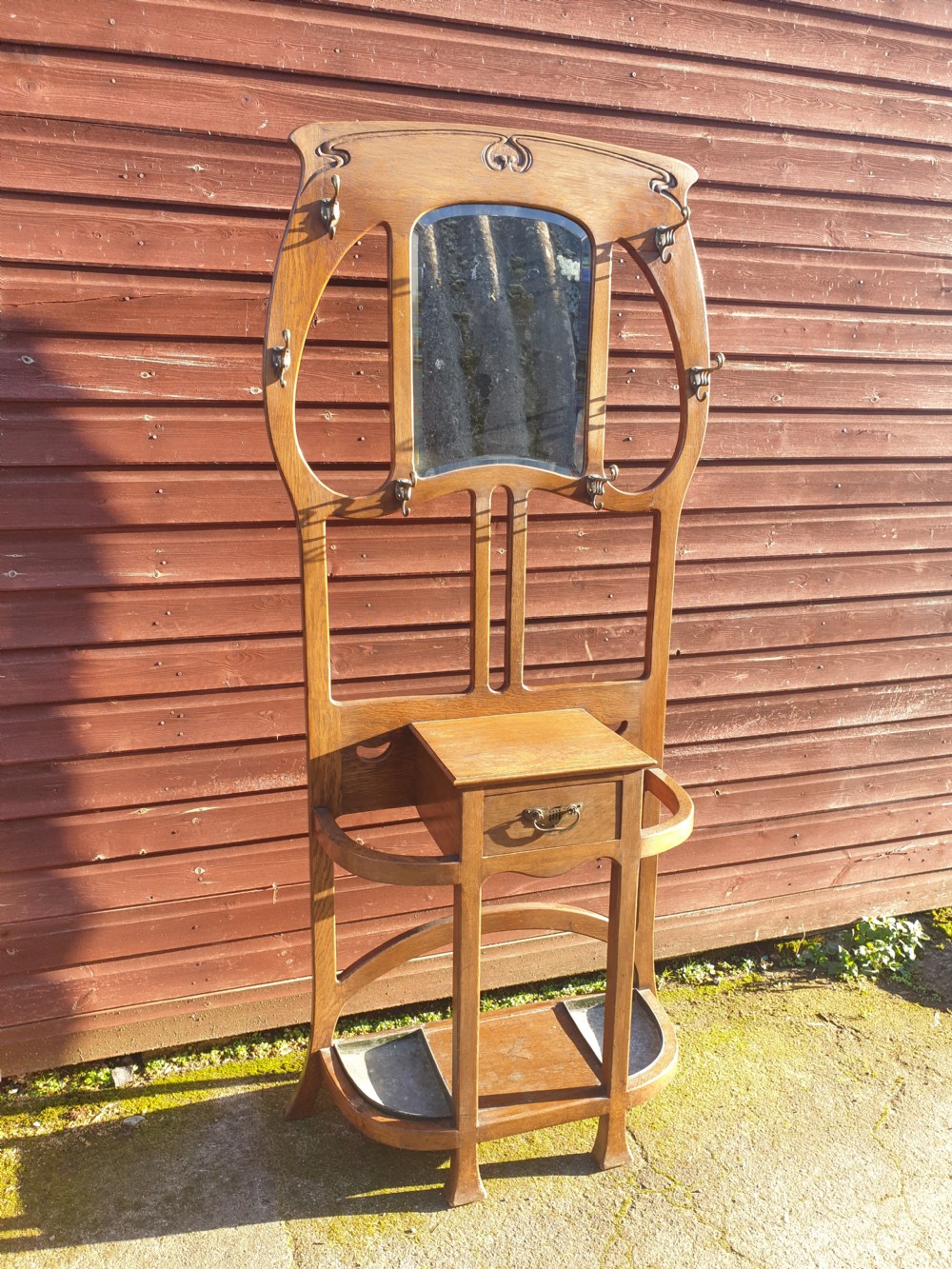 Good Art Nouveau oak hallstand.  View III