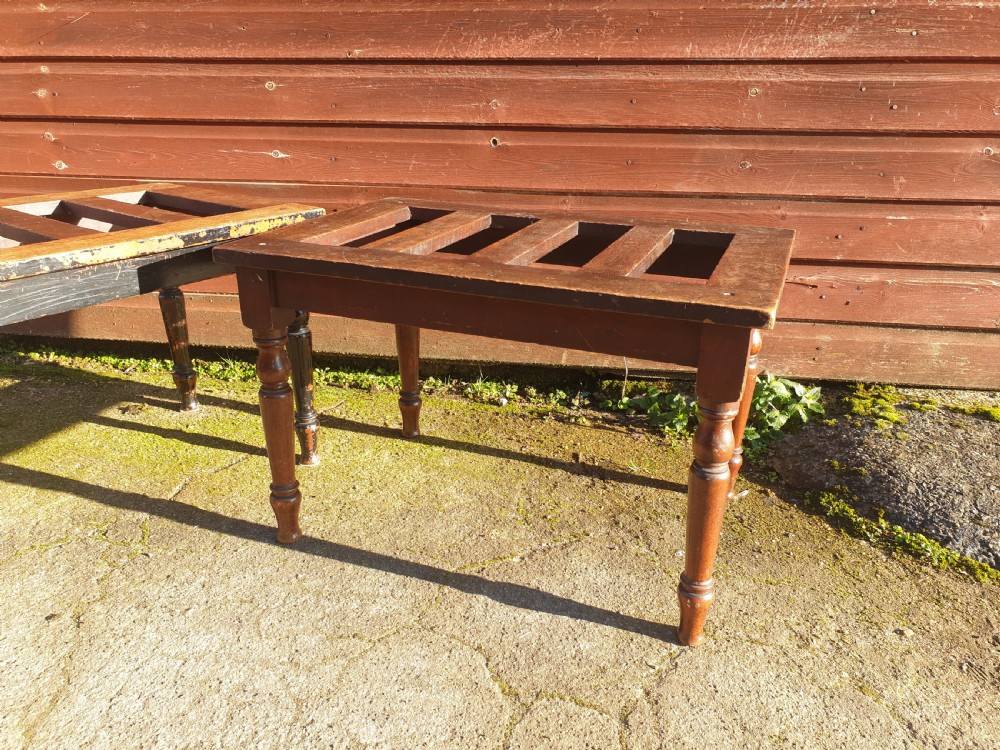 Pair of mahogany luggage stands  View II