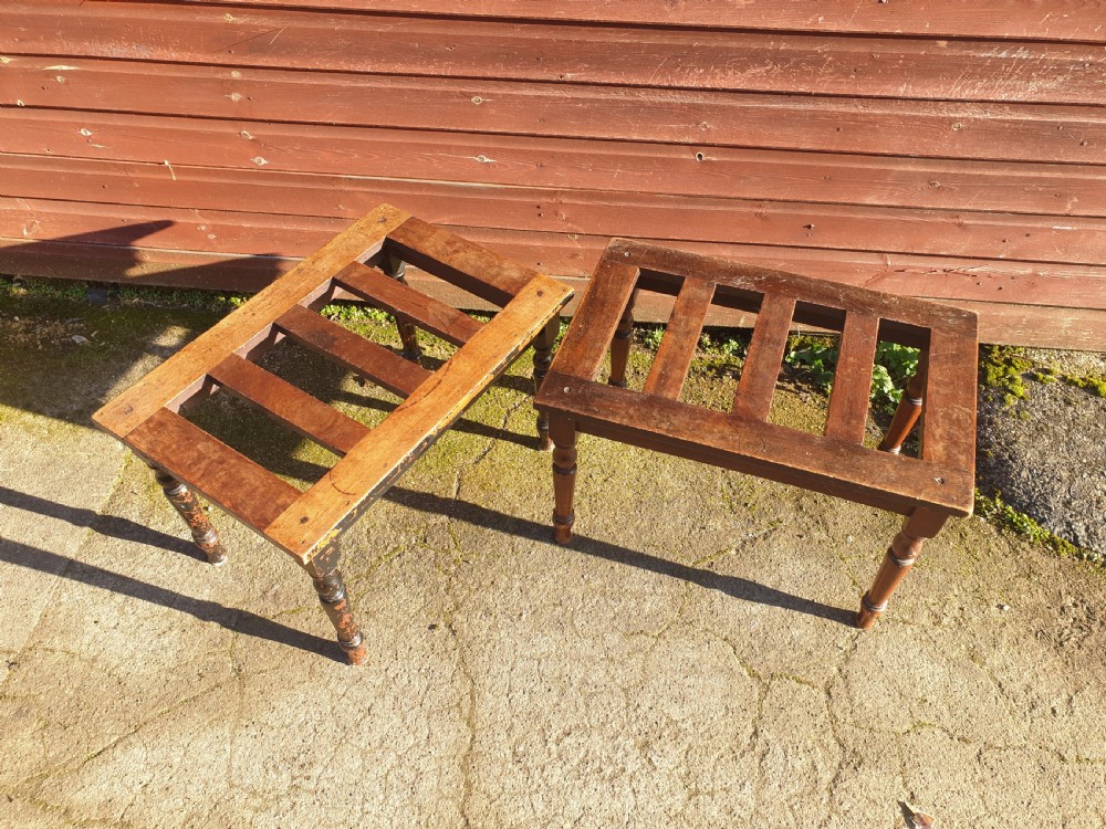 Pair of mahogany luggage stands  View III