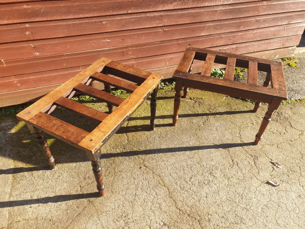 Pair of mahogany luggage stands  View V