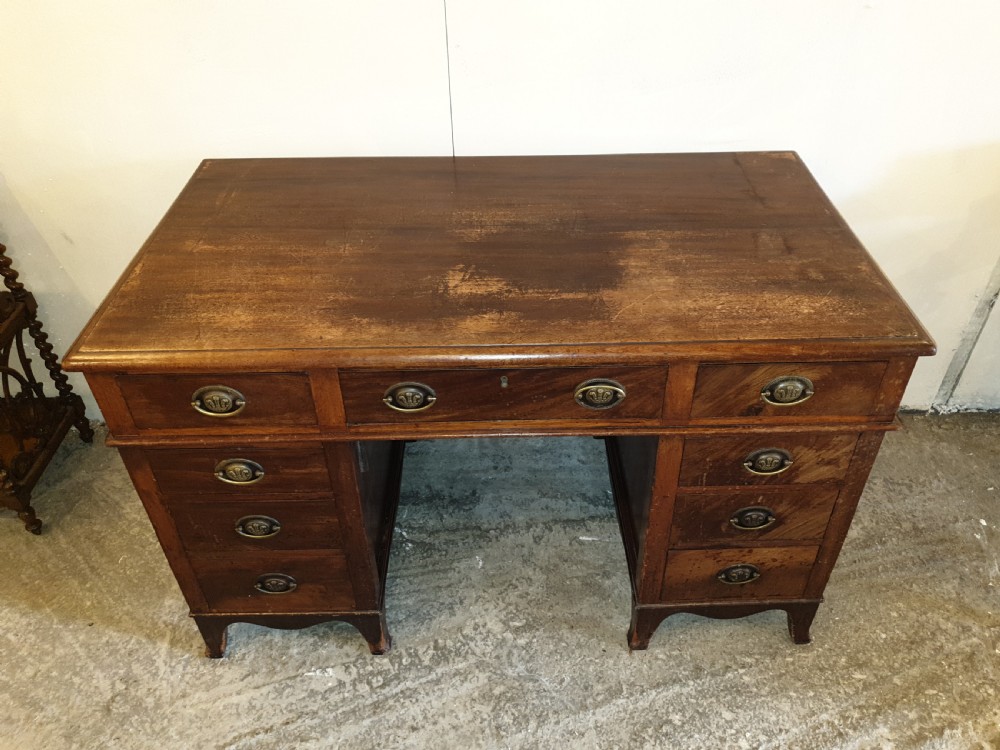 19th century mahogany kneehole pedestal desk  View II