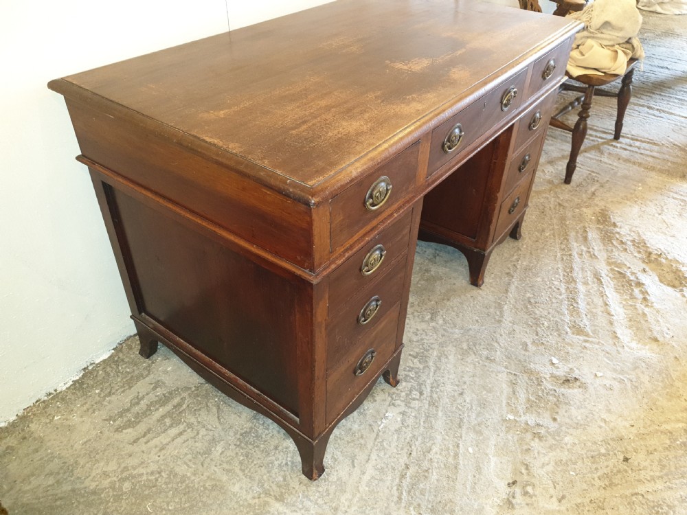 19th century mahogany kneehole pedestal desk  View III