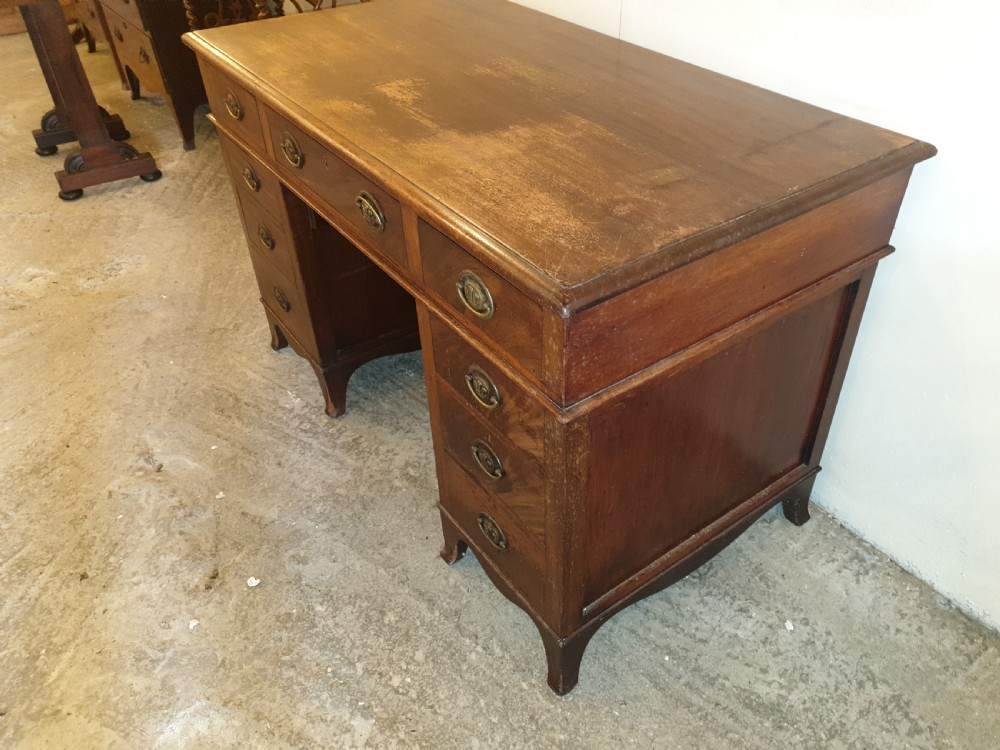 19th century mahogany kneehole pedestal desk  View IV