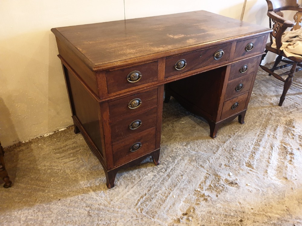 19th century mahogany kneehole pedestal desk  View V