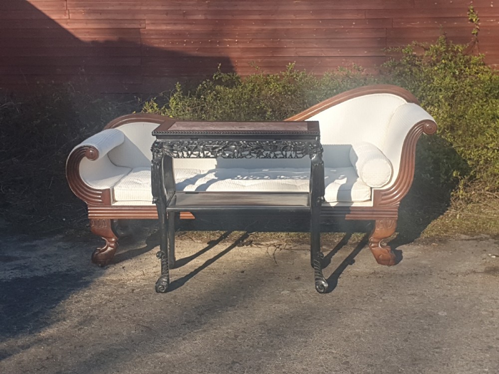 19th century mahogany shaped chaise on carved legs. View IV
