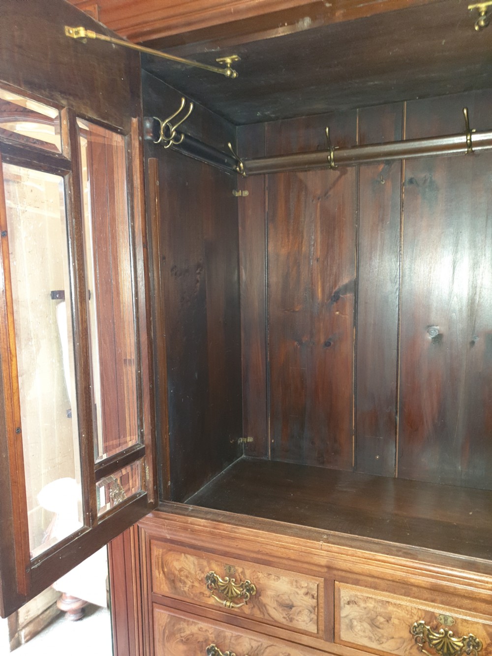 Late Victorian walnut double wardrobe.  View III