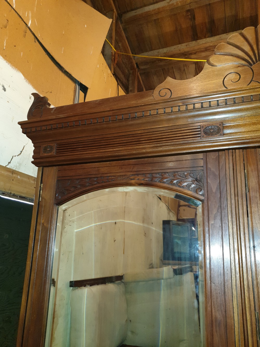 Late Victorian walnut double wardrobe.  View V