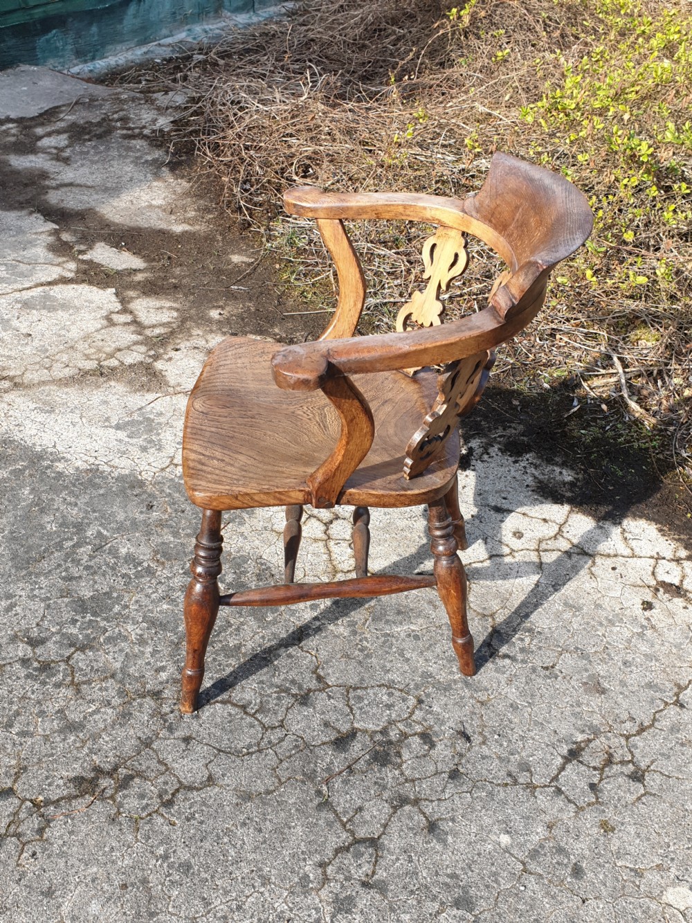 Victorian smokers bow desk armchair  View II