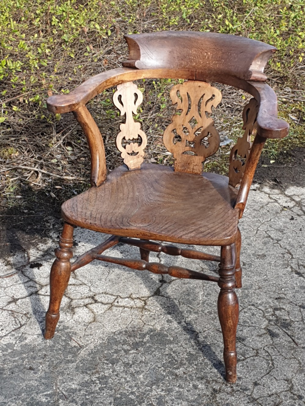 Victorian smokers bow desk armchair  View III