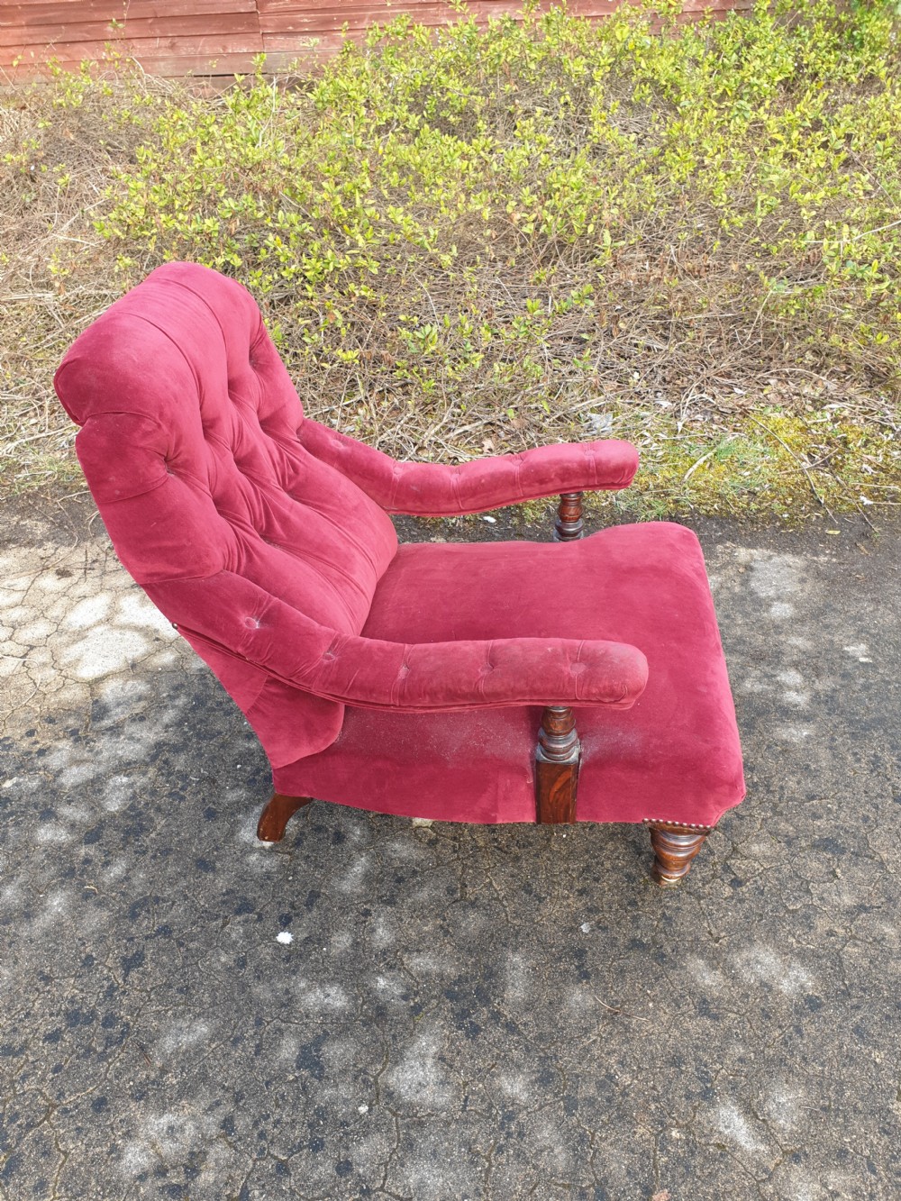 Late Victorian upholstered armchair  View II