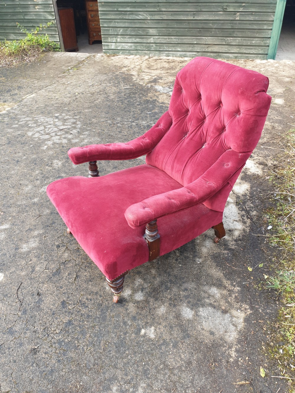 Late Victorian upholstered armchair  View IV