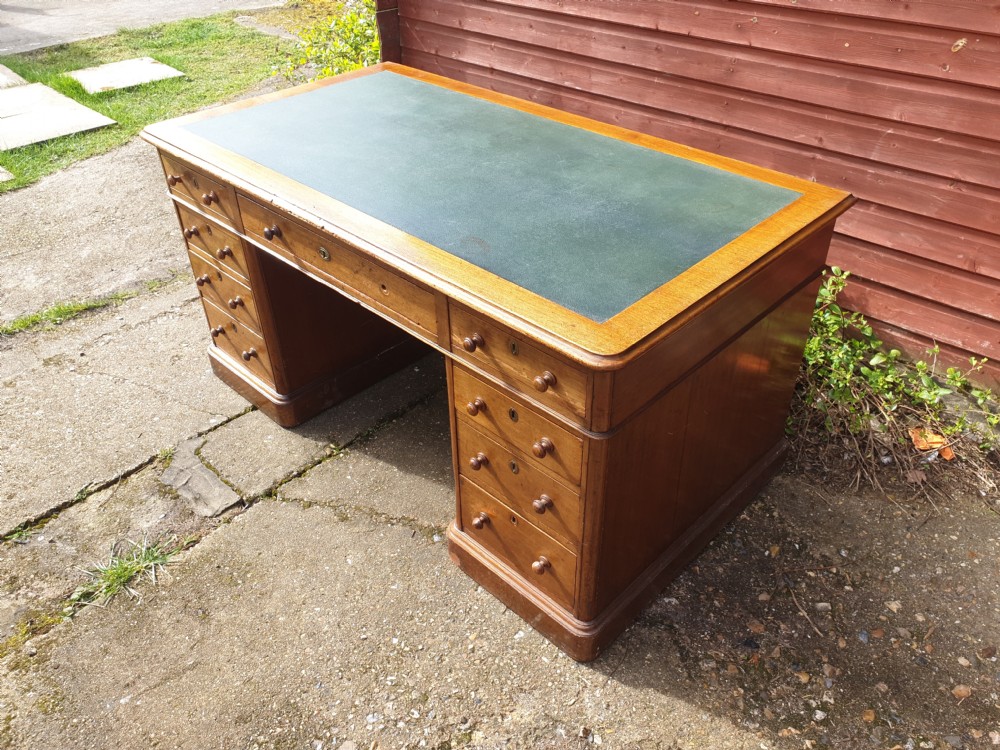 Good sized Victorian mahogany pedestal desk. View V