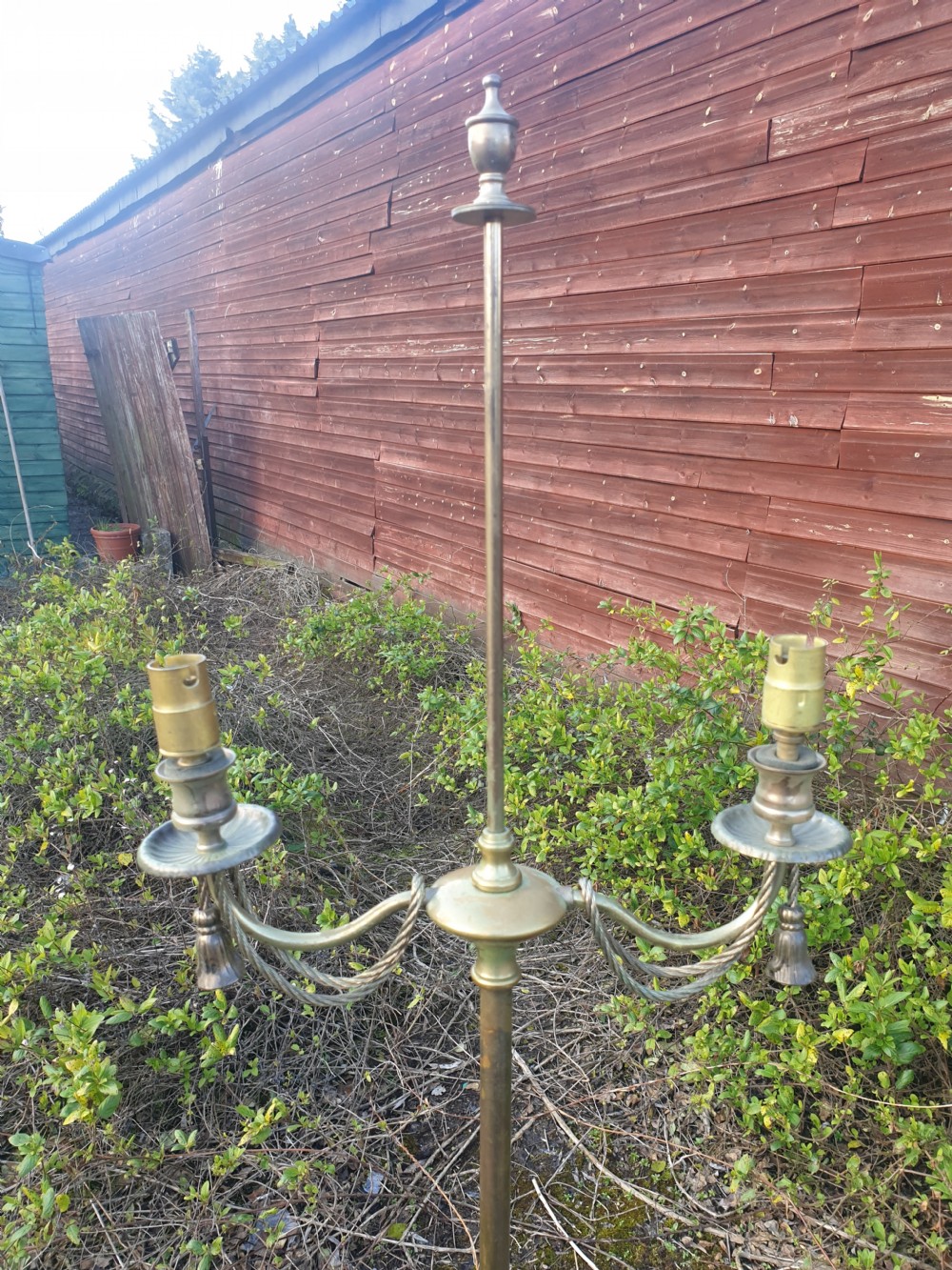 Early 20th century brass lamp standard  View II