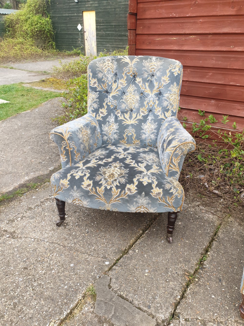 Late Victorian upholstered armchair 