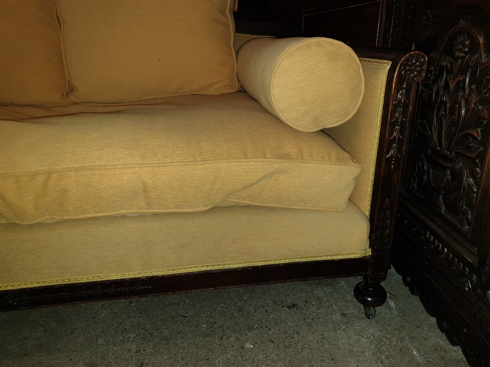 Edwardian mahogany framed 2 seater sofa. View II