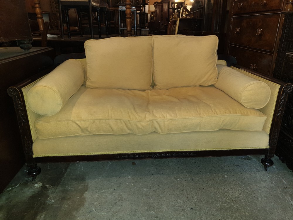 Edwardian mahogany framed 2 seater sofa. View VI