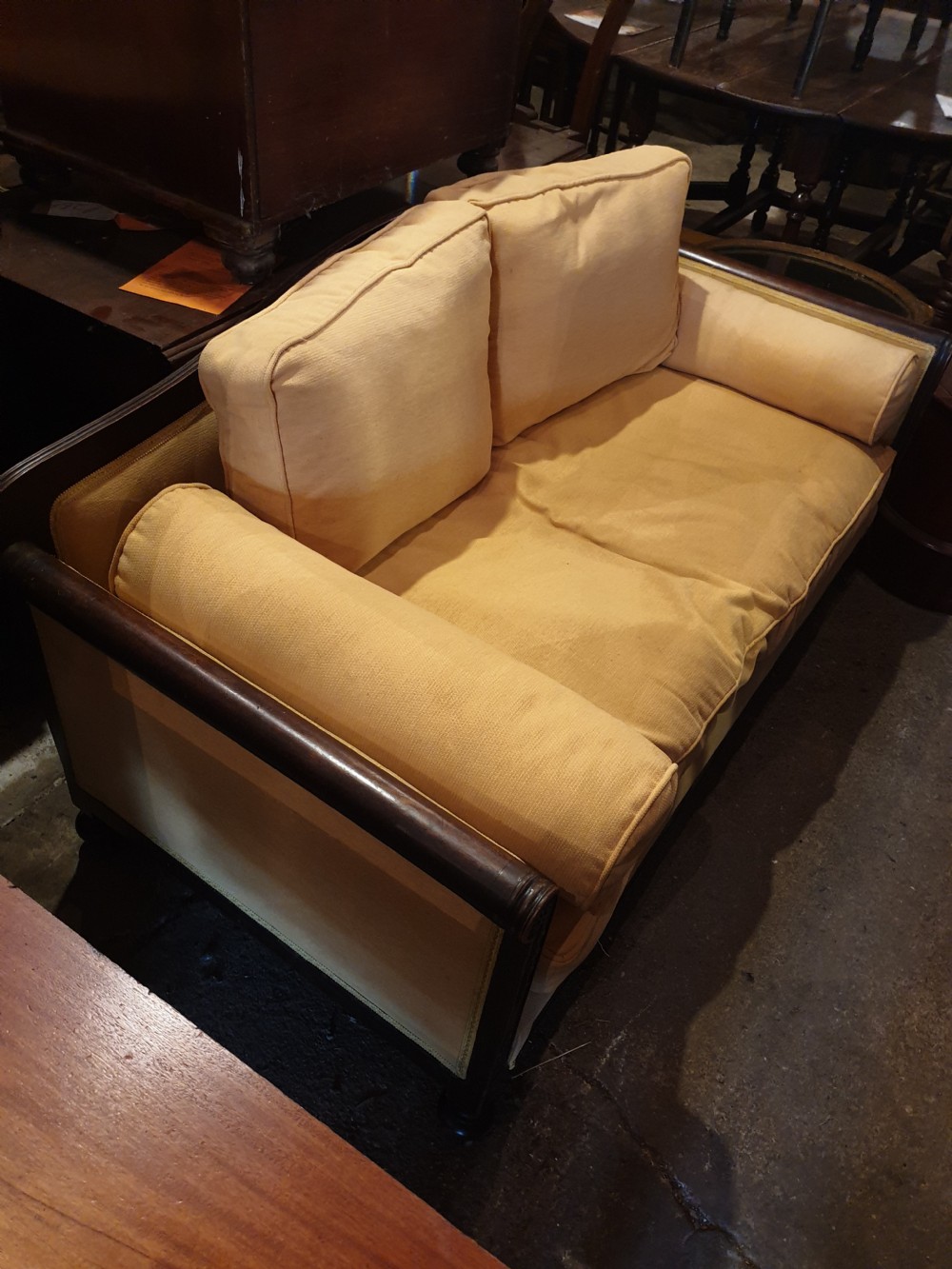 Edwardian mahogany framed 2 seater sofa. View VIII