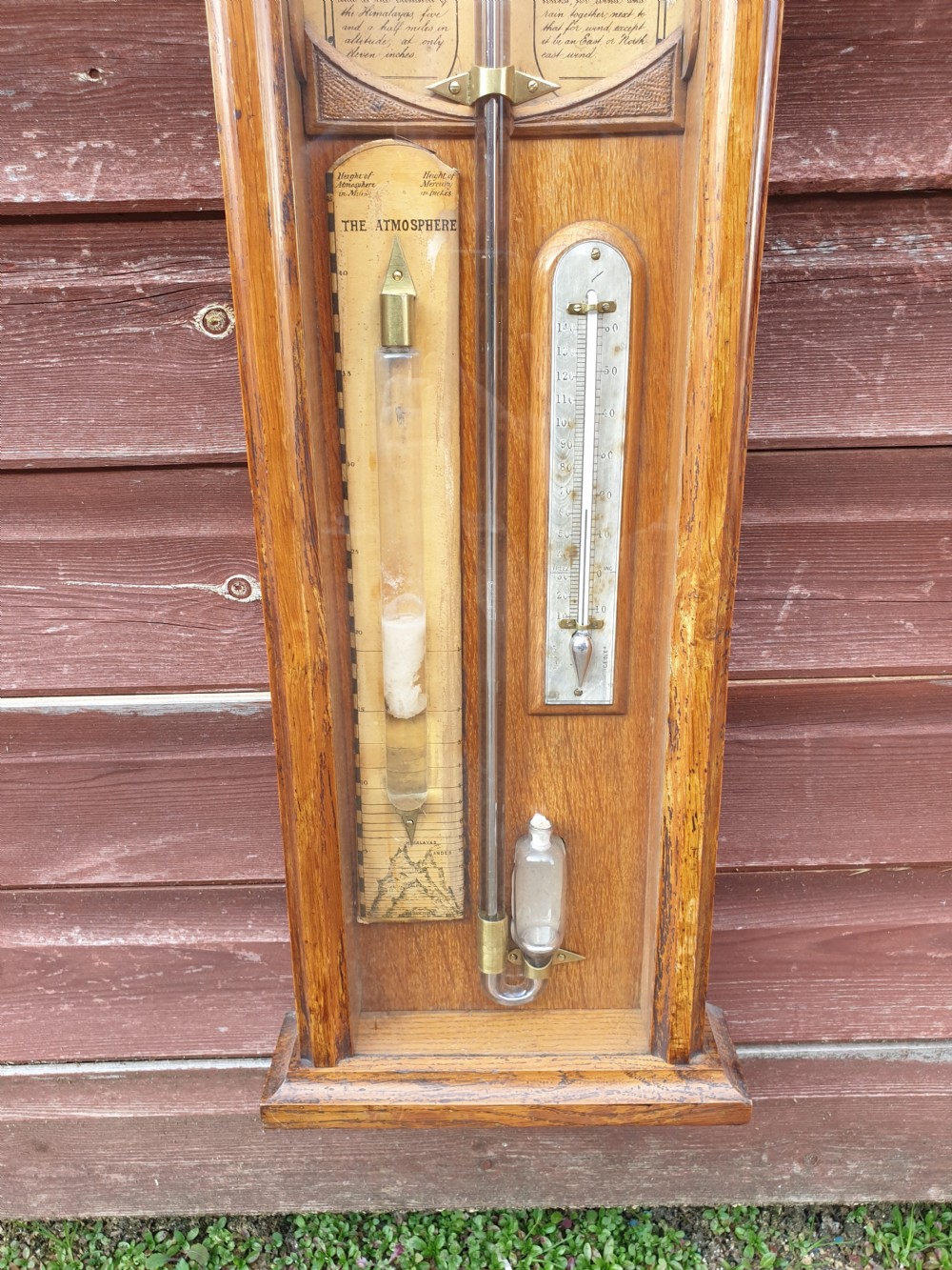 Victorian Admiral Fitzroy's oak frame barometer.  View II
