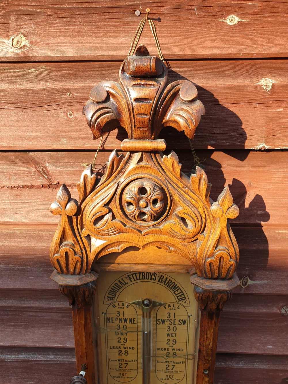 Victorian Admiral Fitzroy's oak frame barometer.  View IV