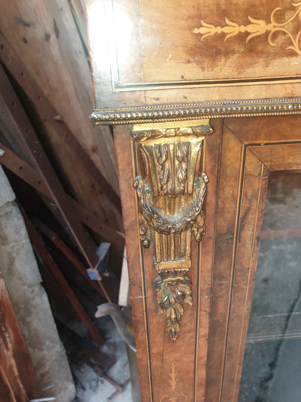 Victorian inlaid walnut side cabinet.  View IV