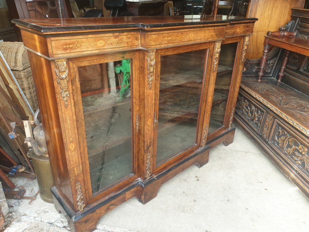 Victorian inlaid walnut side cabinet.  View V
