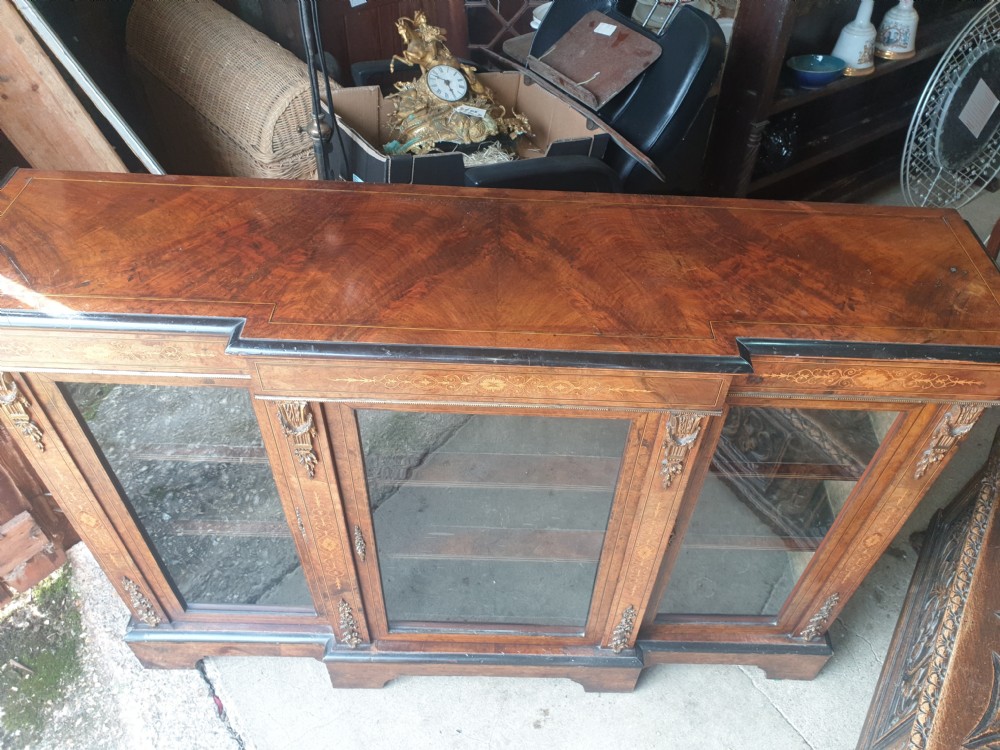 Victorian inlaid walnut side cabinet.  View VII