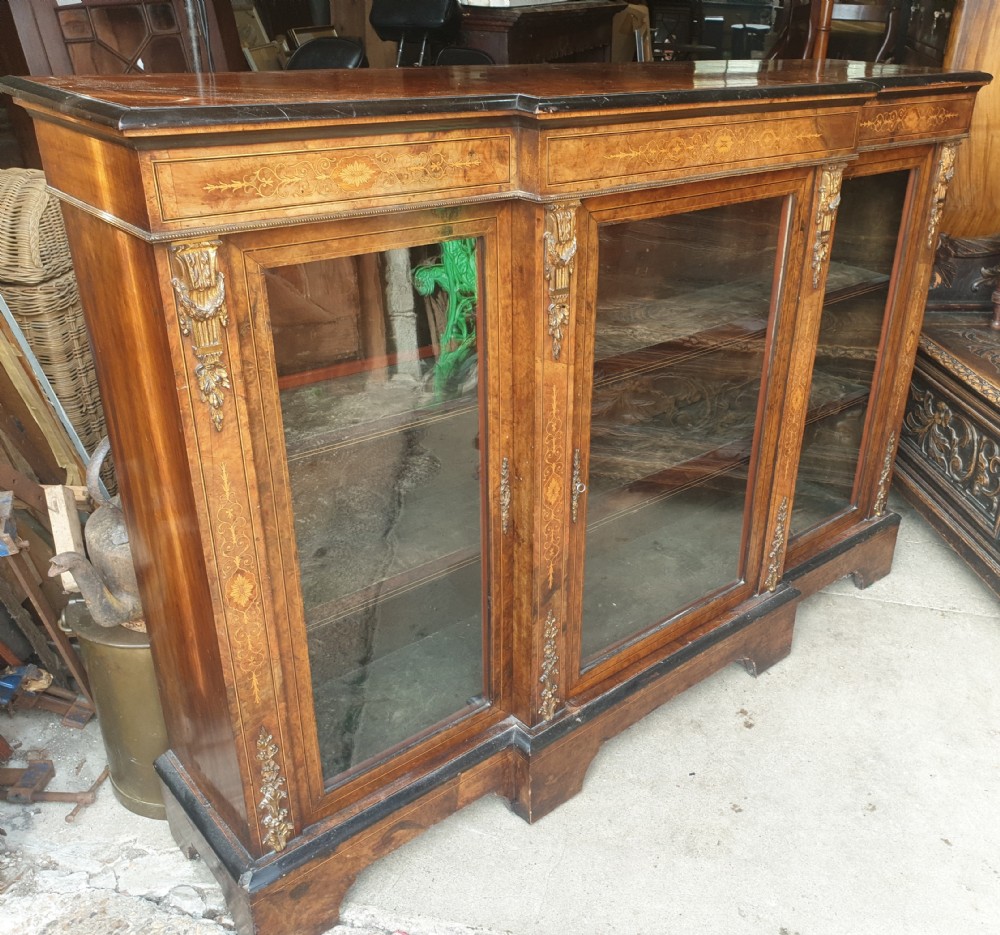 Victorian inlaid walnut side cabinet. 