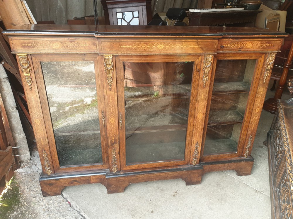 Victorian inlaid walnut side cabinet.  View VIII