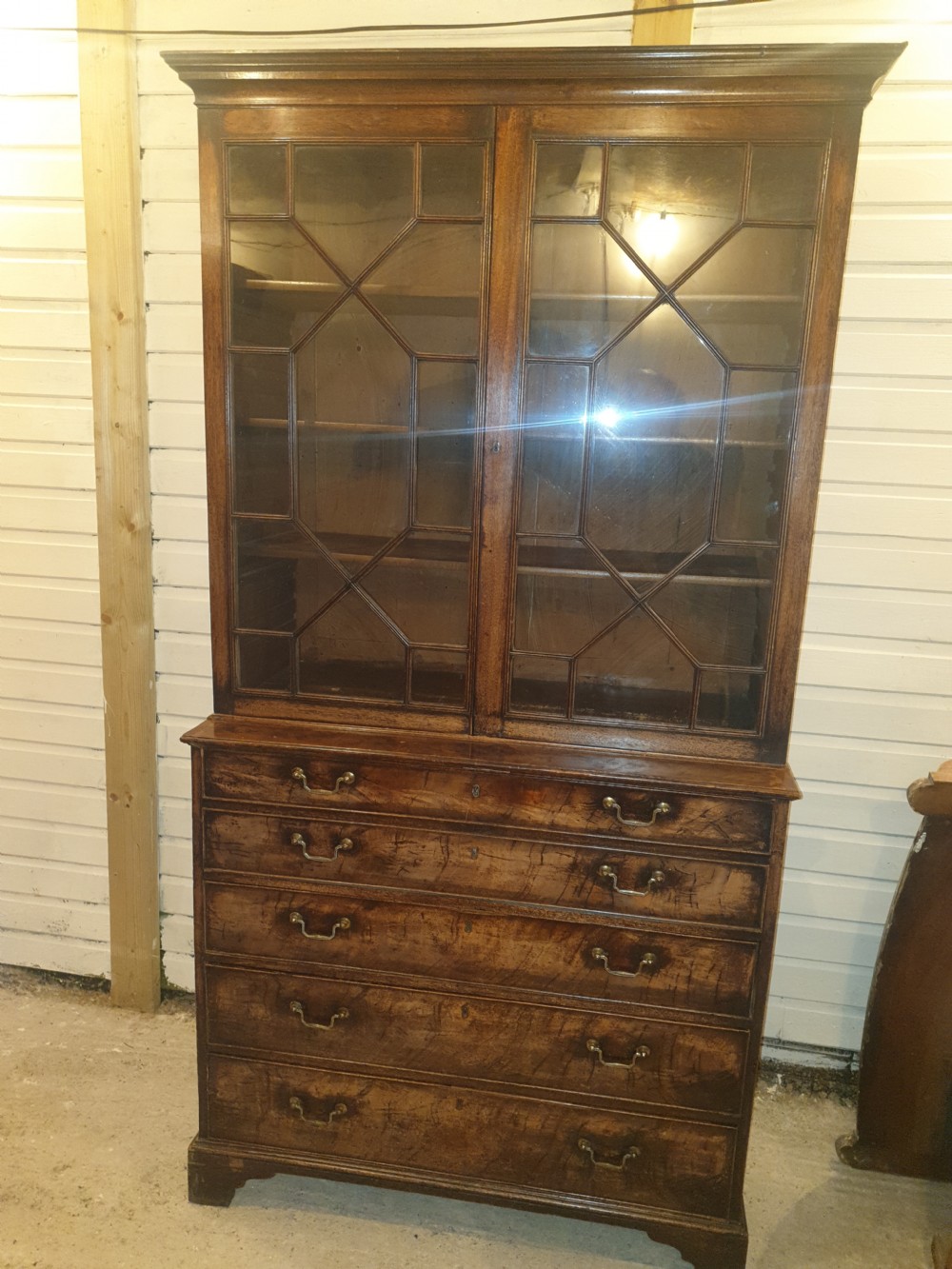 Late Georgian mahogany secretaire bookcase.  View VI