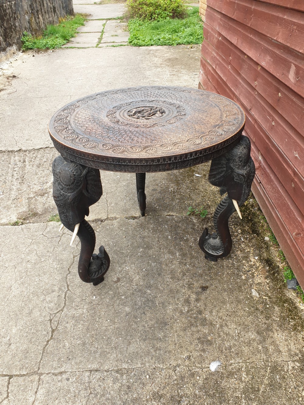 Carved Anglo Indian Elephant table. View II