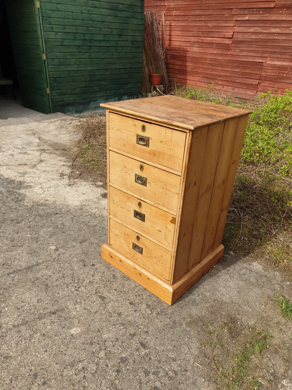 Large Victorian pine office chest