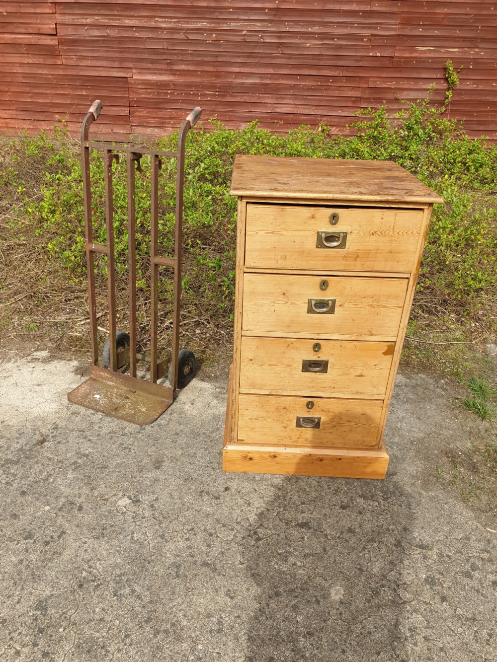 Large Victorian pine office chest View II