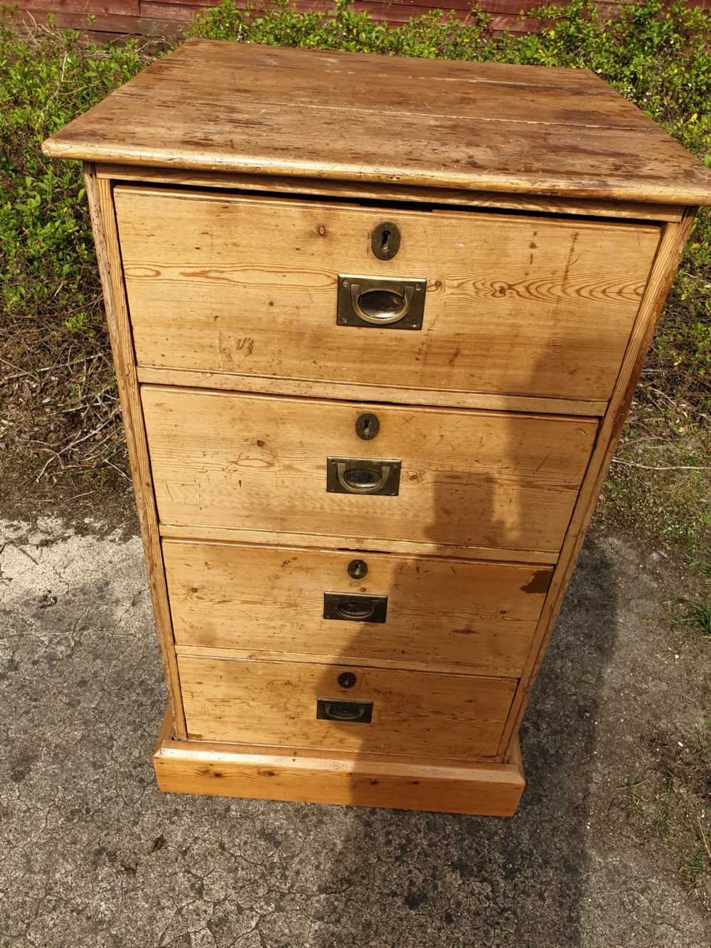 Large Victorian pine office chest View V