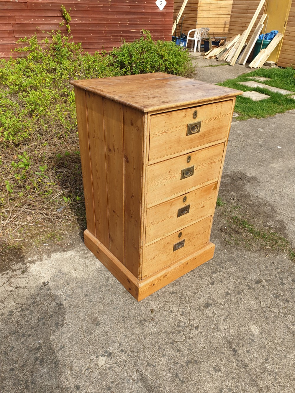 Large Victorian pine office chest View VII