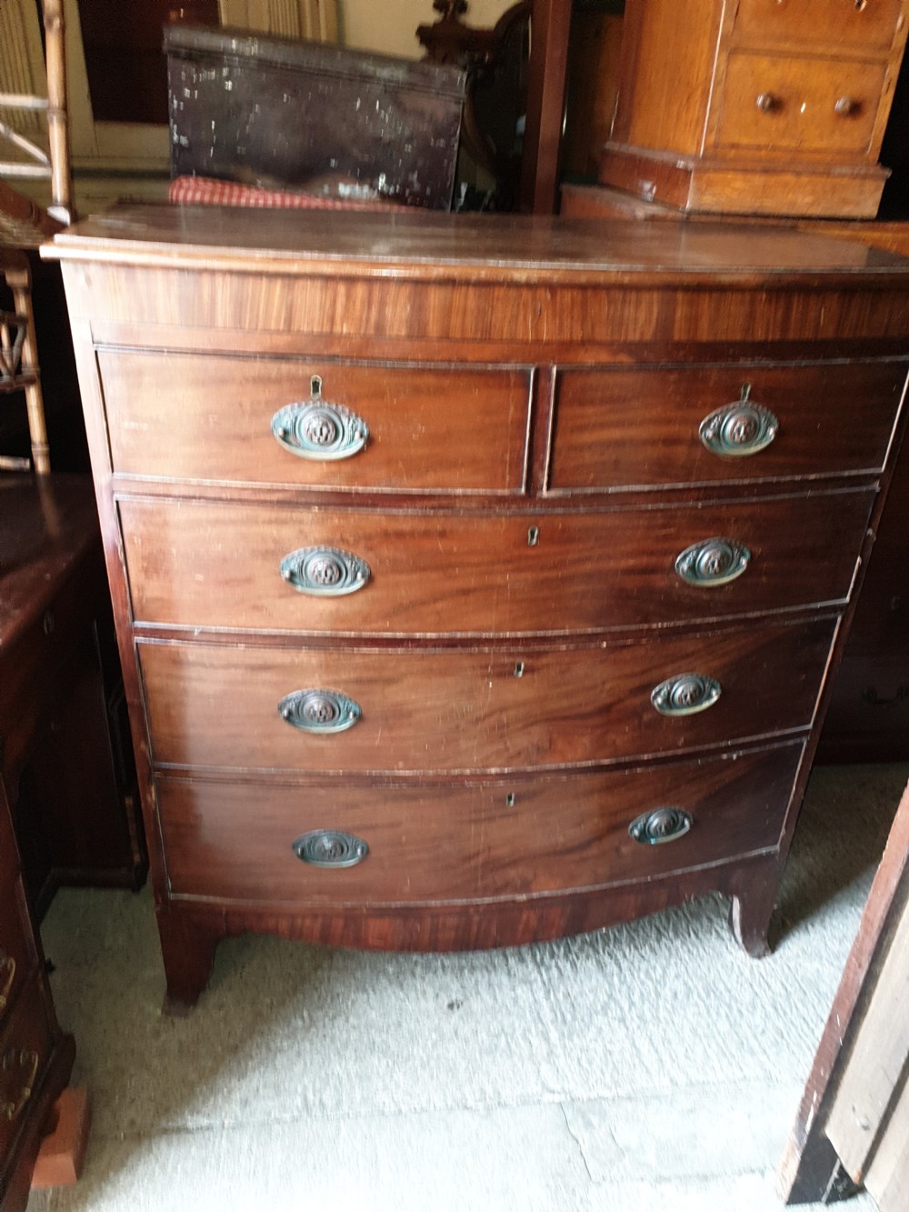 Regency mahogany bow front chest of drawers  View IV