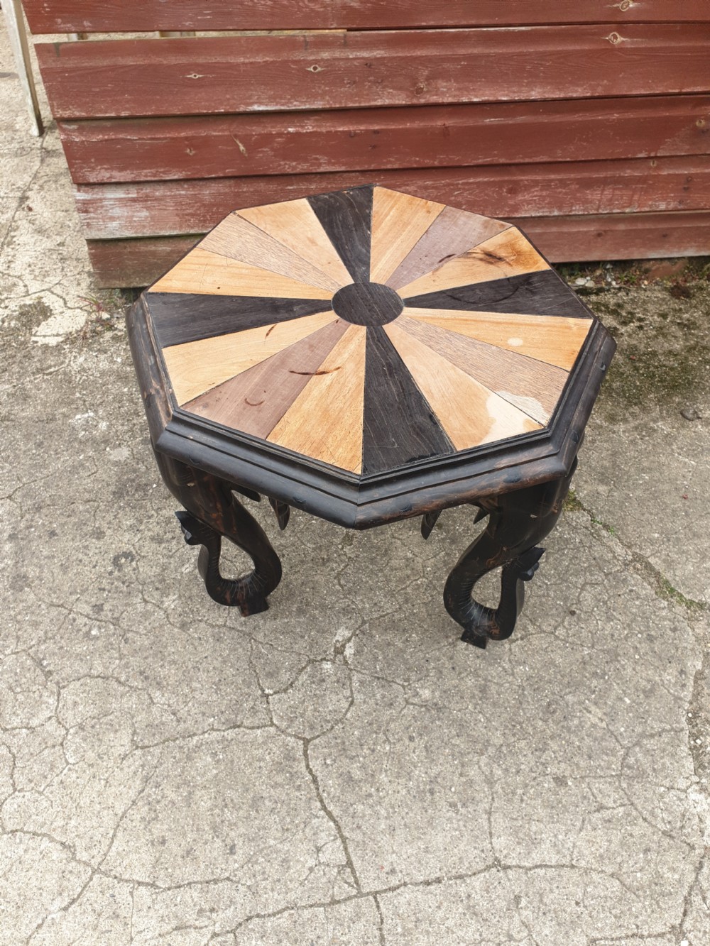 Specimen wood carved Elephant table